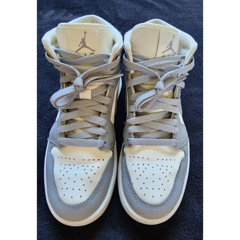 Nike Air Jordan 1 Mid Stealth White Grey BQ6472-115 Womens 6.5 Sneaker